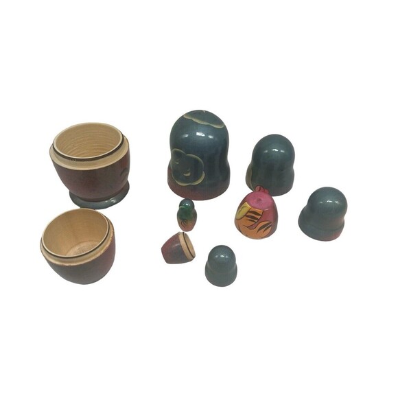 VTG WOODEN DISNEY WINNIE THE POOH TIGGER HAND PAINTED NESTING DOLLS 5 pc RARE - Picture 4 of 16